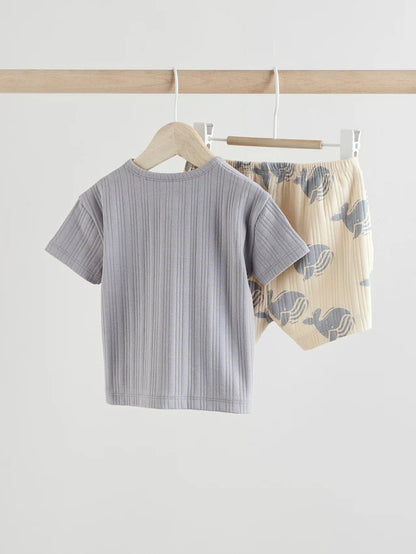 |BabyBoy| Conjunto De Camiseta e Shorts Blue Whale Baby