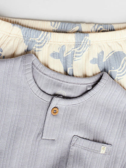 |BabyBoy| Conjunto De Camiseta e Shorts Blue Whale Baby