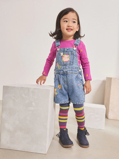 |Girl| Conjunto De Macacão Jeans Cósmico (3 meses a 7 anos)