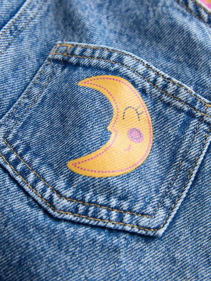 |Girl| Conjunto De Macacão Jeans Cósmico (3 meses a 7 anos)