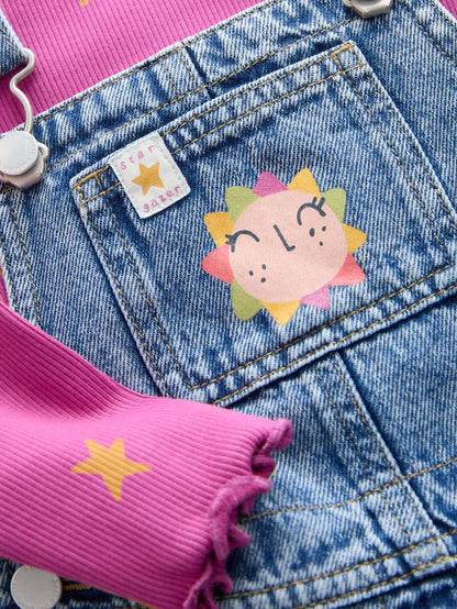 |Girl| Conjunto De Macacão Jeans Cósmico (3 meses a 7 anos)