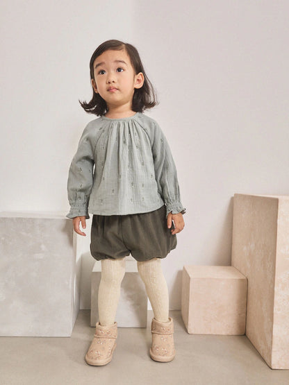 |Girl| Conjunto De Shorts e Blusa Verde Puffball (3 meses a 7 anos)