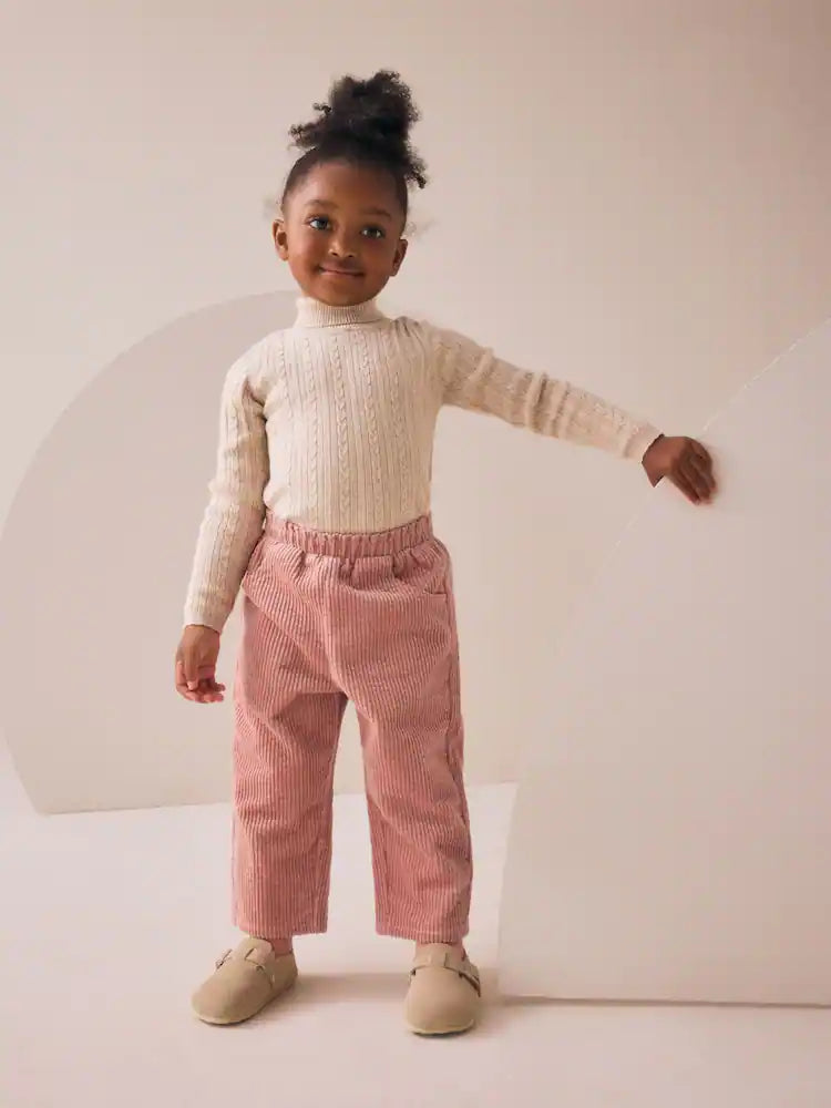 |Girl| Calças De Veludo Rosa (3 meses a 7 anos)