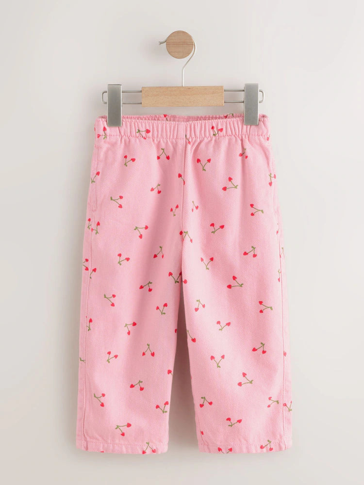 |Girl| Calça Estampada Com Cereja Rosa (3 meses a 7 anos)