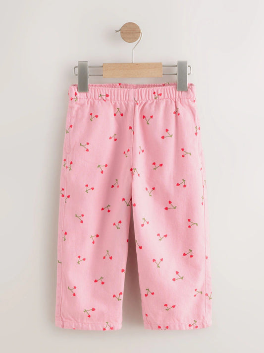 |Girl| Calça Estampada Com Cereja Rosa (3 meses a 7 anos)