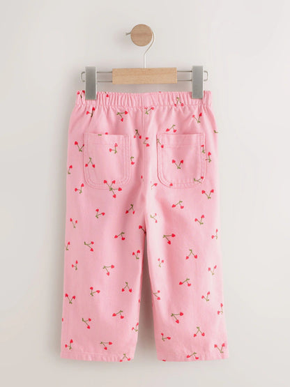 |Girl| Calça Estampada Com Cereja Rosa (3 meses a 7 anos)