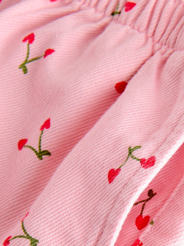 |Girl| Calça Estampada Com Cereja Rosa (3 meses a 7 anos)