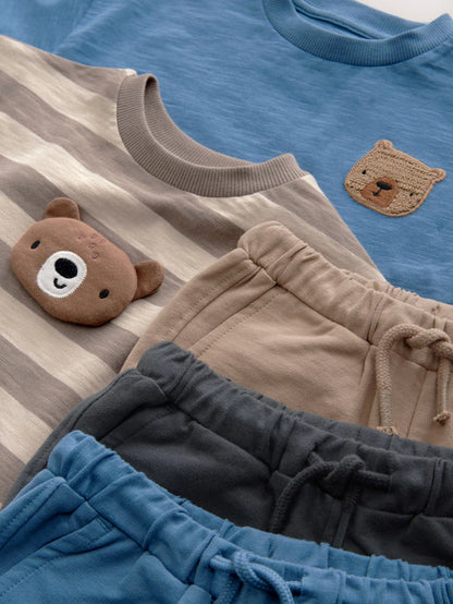 |Boy| Conjunto De Camisetas e Shorts De Manga Curta 100% Algodão Com Acolchoamento Neutro, pacote com 3 (3 meses a 7 anos)