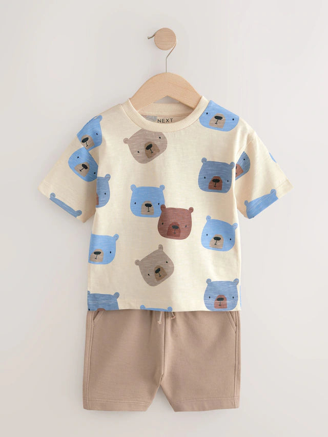 |Boy| Conjunto De Camisetas e Shorts De Manga Curta 100% Algodão Com Acolchoamento Neutro, pacote com 3 (3 meses a 7 anos)