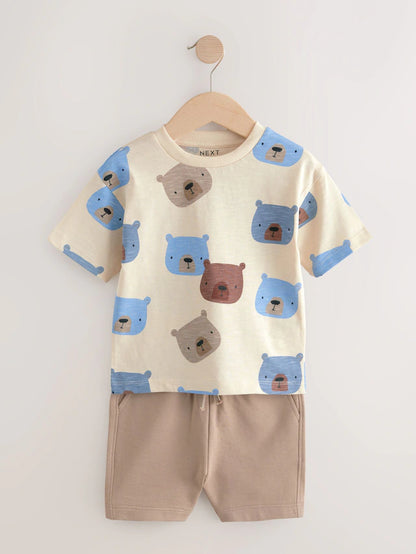 |Boy| Conjunto De Camisetas e Shorts De Manga Curta 100% Algodão Com Acolchoamento Neutro, pacote com 3 (3 meses a 7 anos)