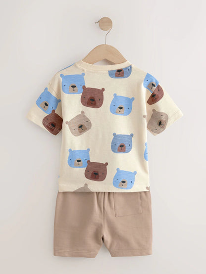 |Boy| Conjunto De Camisetas e Shorts De Manga Curta 100% Algodão Com Acolchoamento Neutro, pacote com 3 (3 meses a 7 anos)