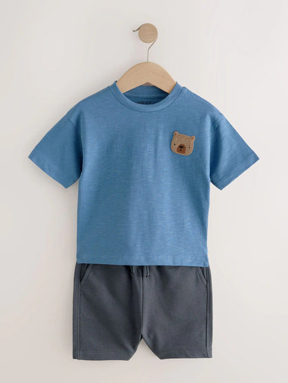 |Boy| Conjunto De Camisetas e Shorts De Manga Curta 100% Algodão Com Acolchoamento Neutro, pacote com 3 (3 meses a 7 anos)