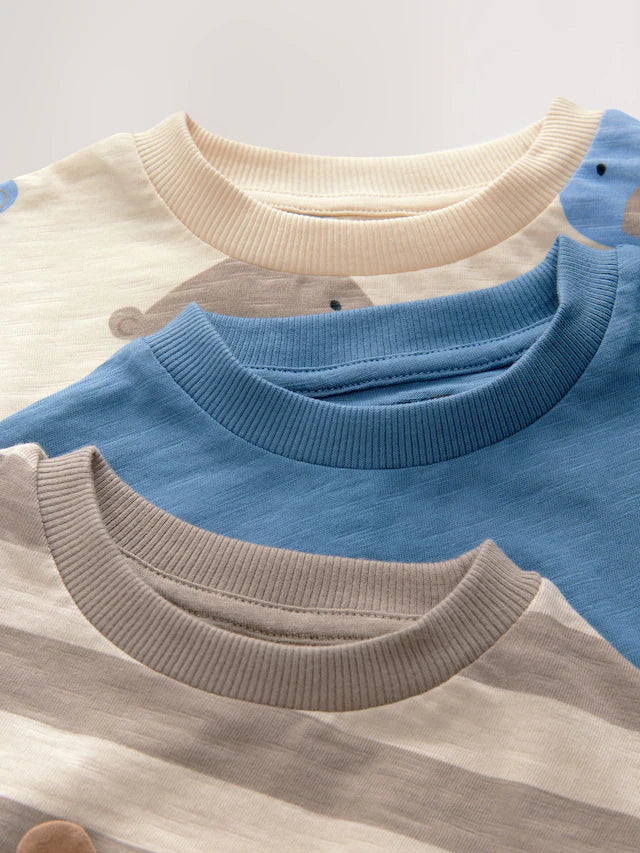 |Boy| Conjunto De Camisetas e Shorts De Manga Curta 100% Algodão Com Acolchoamento Neutro, pacote com 3 (3 meses a 7 anos)