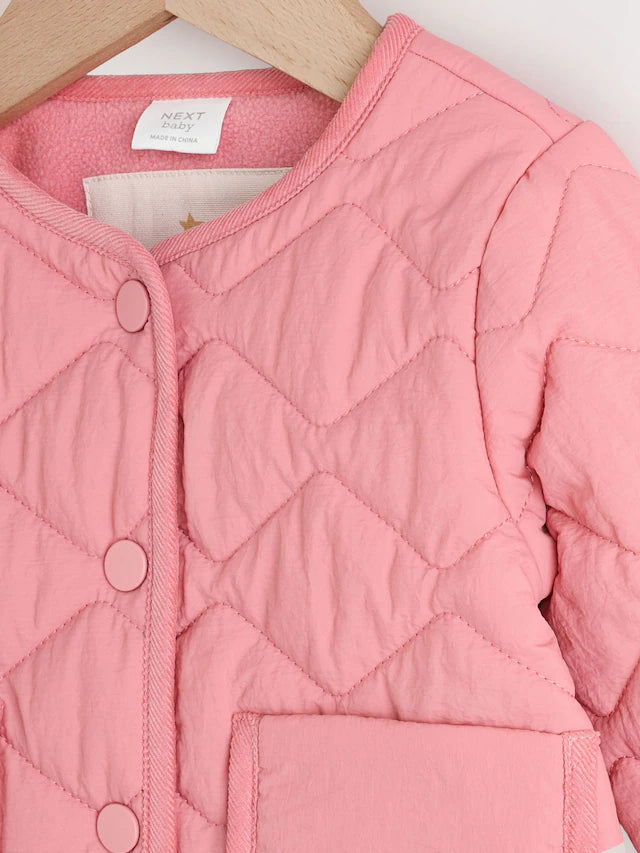 |BabyGirl| Jaqueta Leve Acolchoada De Nylon Rosa Para Bebê (0 meses a 2 anos)