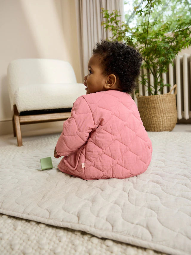 |BabyGirl| Jaqueta Leve Acolchoada De Nylon Rosa Para Bebê (0 meses a 2 anos)