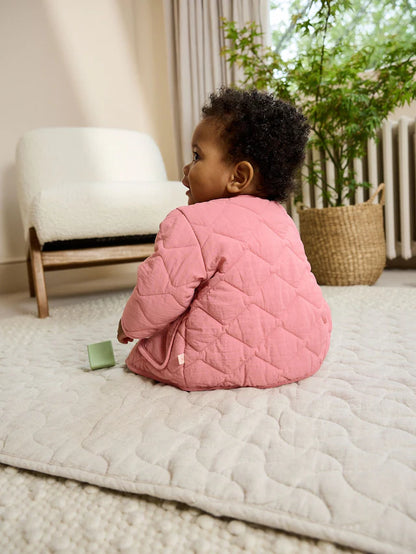 |BabyGirl| Jaqueta Leve Acolchoada De Nylon Rosa Para Bebê (0 meses a 2 anos)