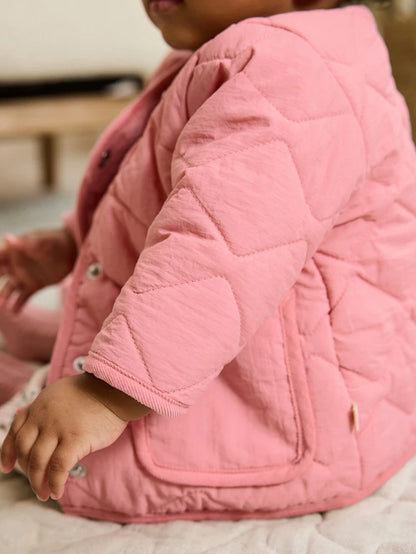|BabyGirl| Jaqueta Leve Acolchoada De Nylon Rosa Para Bebê (0 meses a 2 anos)