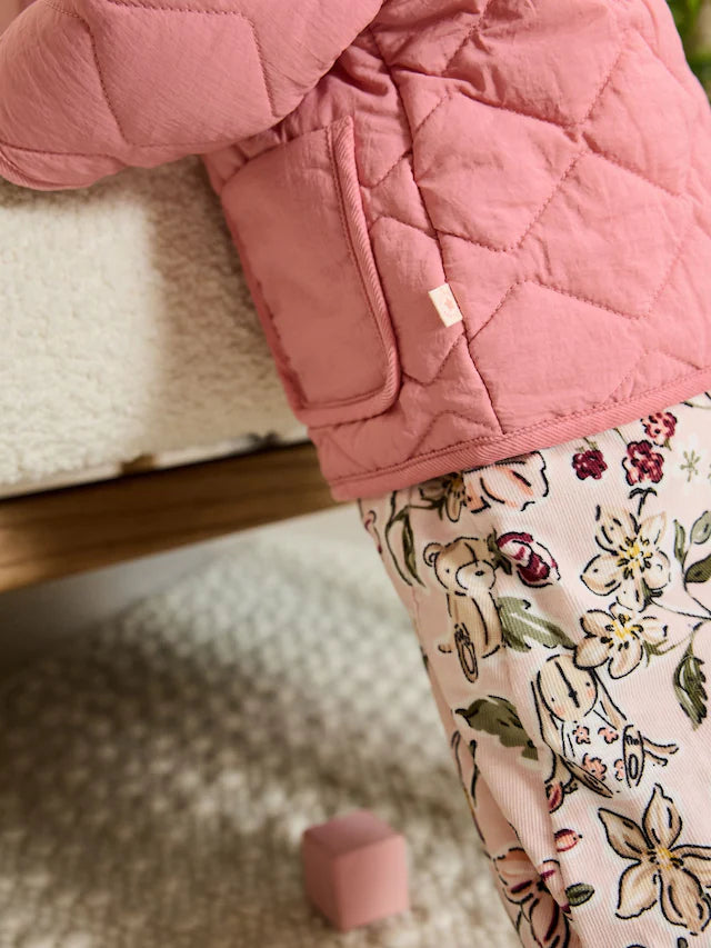 |BabyGirl| Jaqueta Leve Acolchoada De Nylon Rosa Para Bebê (0 meses a 2 anos)