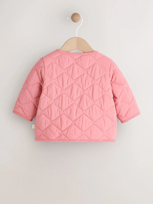 |BabyGirl| Jaqueta Leve Acolchoada De Nylon Rosa Para Bebê (0 meses a 2 anos)