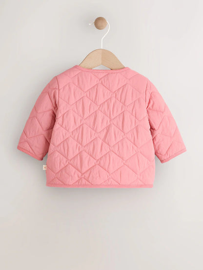 |BabyGirl| Jaqueta Leve Acolchoada De Nylon Rosa Para Bebê (0 meses a 2 anos)