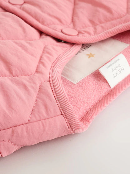 |BabyGirl| Jaqueta Leve Acolchoada De Nylon Rosa Para Bebê (0 meses a 2 anos)