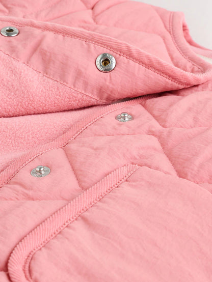 |BabyGirl| Jaqueta Leve Acolchoada De Nylon Rosa Para Bebê (0 meses a 2 anos)