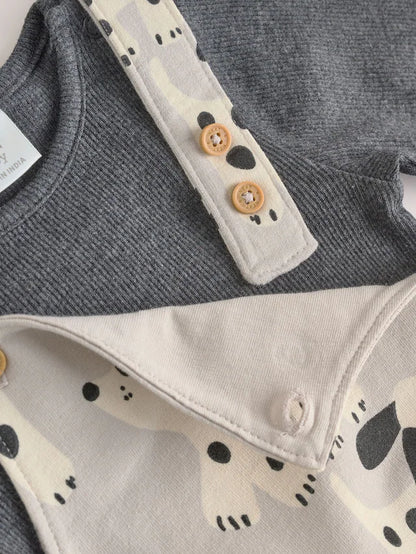|BabyBoy| Conjunto De Macacão e Macacão De Malha Neutro Para Cachorro (0 meses a 2 anos)