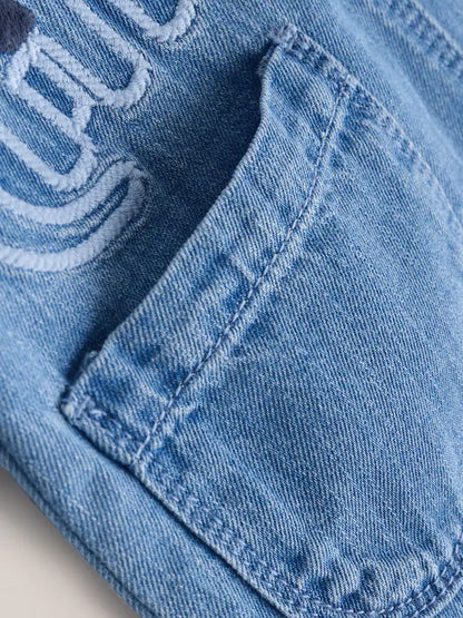 |BabyBoy| Conjunto De Macacão e Macacão Jeans Azul Dinossauro Para Bebê (0 meses a 2 anos)