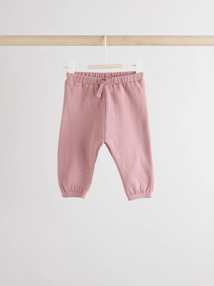 |BabyGirl| Conjunto De 6 Peças De Moletom e Calça Jogger Creme/Rosa Para Bebê (0 meses a 2 anos)