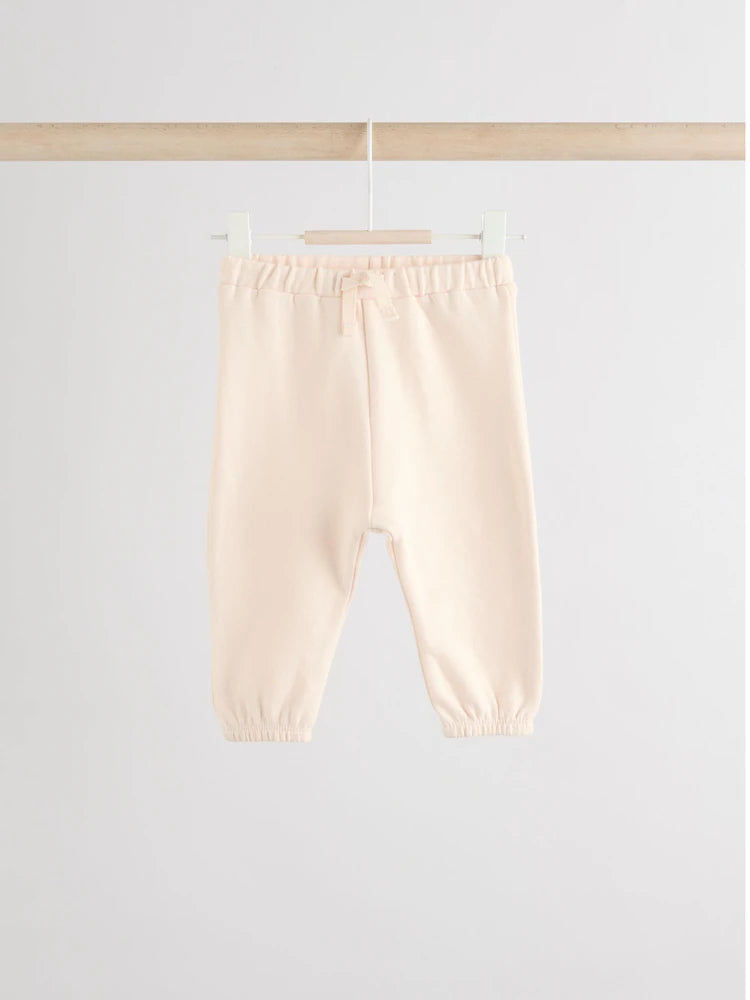 |BabyGirl| Conjunto De 6 Peças De Moletom e Calça Jogger Creme/Rosa Para Bebê (0 meses a 2 anos)