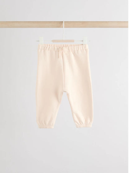 |BabyGirl| Conjunto De 6 Peças De Moletom e Calça Jogger Creme/Rosa Para Bebê (0 meses a 2 anos)