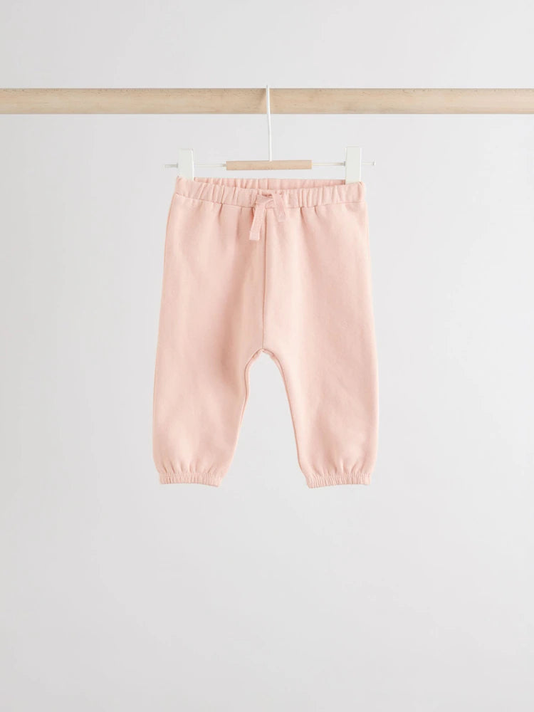 |BabyGirl| Conjunto De 6 Peças De Moletom e Calça Jogger Creme/Rosa Para Bebê (0 meses a 2 anos)