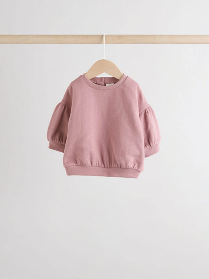 |BabyGirl| Conjunto De 6 Peças De Moletom e Calça Jogger Creme/Rosa Para Bebê (0 meses a 2 anos)