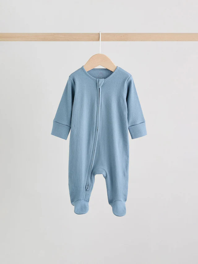 |BabyBoy| Pacote Com 3 Macacões Azuis Para Bebês Com Zíper Bidirecional (0 a 2 anos)