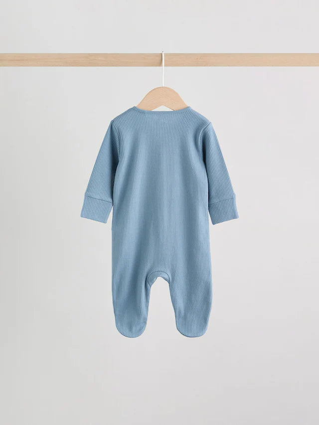 |BabyBoy| Pacote Com 3 Macacões Azuis Para Bebês Com Zíper Bidirecional (0 a 2 anos)