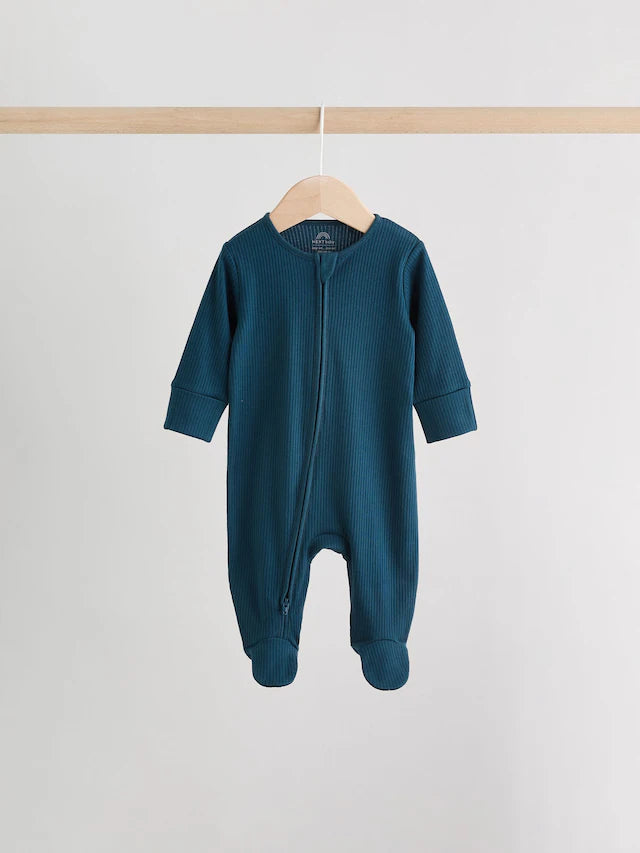 |BabyBoy| Pacote Com 3 Macacões Azuis Para Bebês Com Zíper Bidirecional (0 a 2 anos)