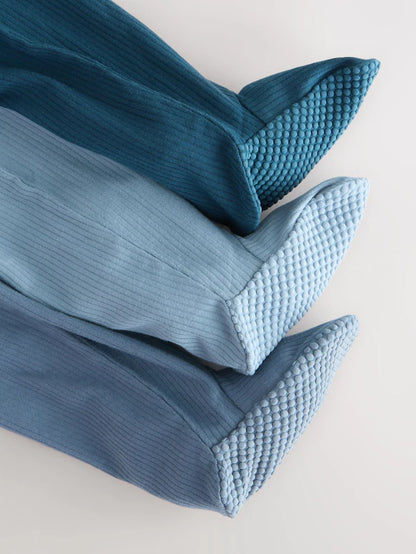 |BabyBoy| Pacote Com 3 Macacões Azuis Para Bebês Com Zíper Bidirecional (0 a 2 anos)