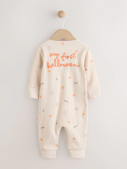 |BabyBoy| Macacão De Dormir Sem Pé Ecru Baby My First Halloween Com Zíper Bidirecional (0-18 meses)