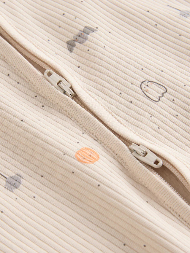 |BabyBoy| Macacão De Dormir Sem Pé Ecru Baby My First Halloween Com Zíper Bidirecional (0-18 meses)