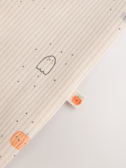 |BabyBoy| Macacão De Dormir Sem Pé Ecru Baby My First Halloween Com Zíper Bidirecional (0-18 meses)