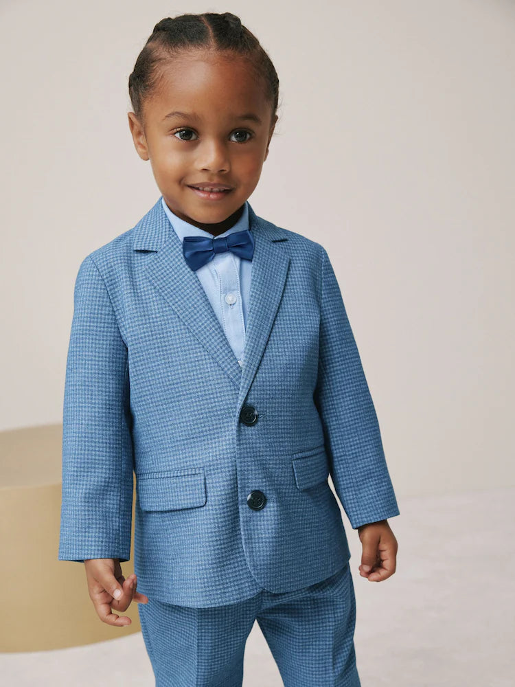 |Boy| Conjunto De Blazer Xadrez Marrom, Camisa, Calça e Gravata Borboleta (3 meses a 9 anos)