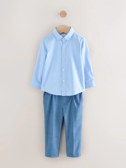 |Boy| Conjunto De Blazer Xadrez Marrom, Camisa, Calça e Gravata Borboleta (3 meses a 9 anos)