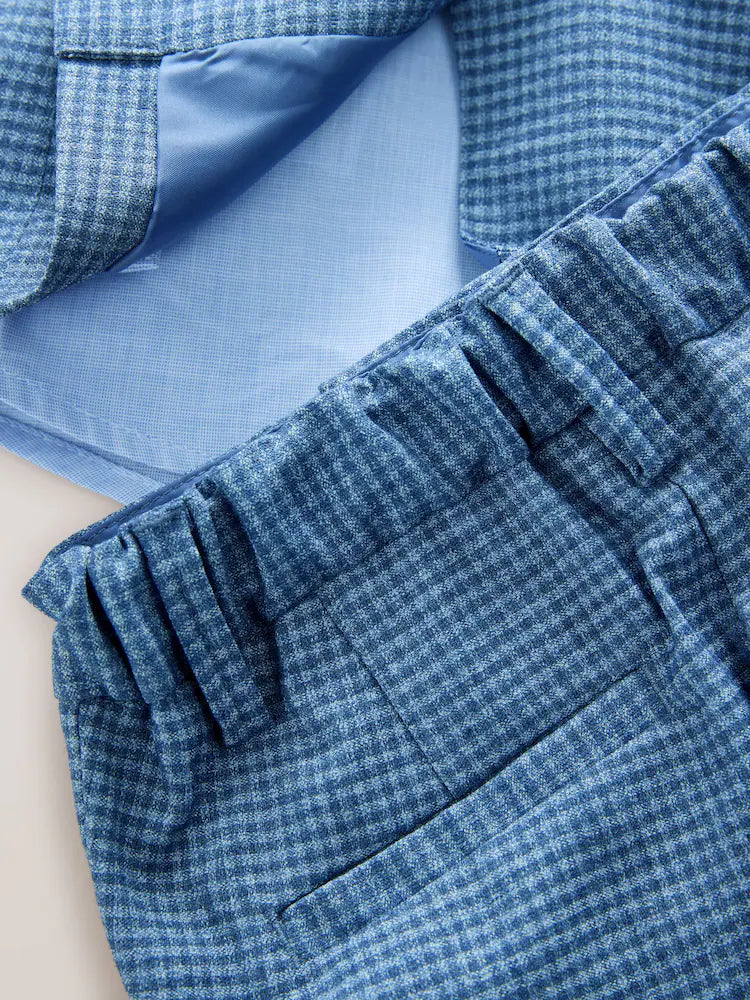 |Boy| Conjunto De Blazer Xadrez Marrom, Camisa, Calça e Gravata Borboleta (3 meses a 9 anos)