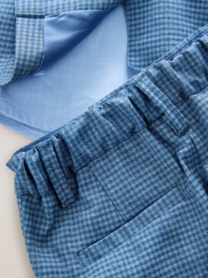 |Boy| Conjunto De Blazer Xadrez Marrom, Camisa, Calça e Gravata Borboleta (3 meses a 9 anos)