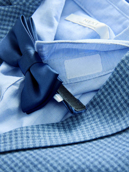 |Boy| Conjunto De Blazer Xadrez Marrom, Camisa, Calça e Gravata Borboleta (3 meses a 9 anos)