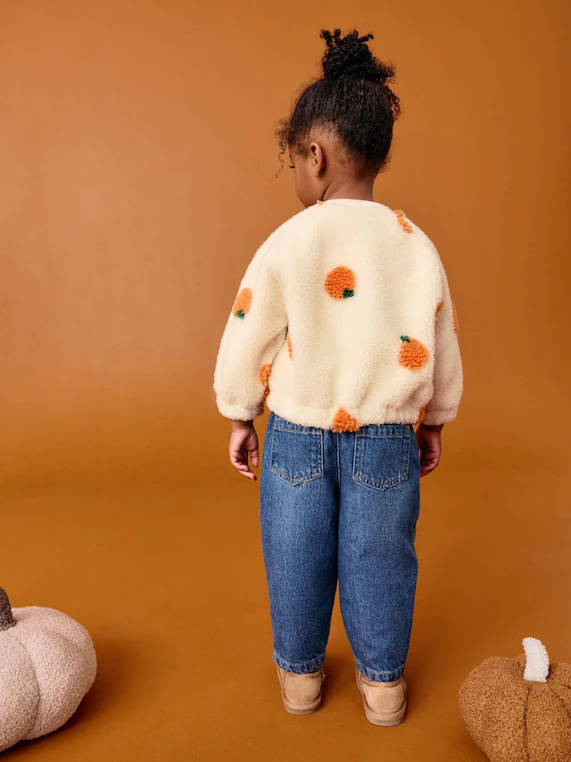 |Girl| Jaqueta Bomber De Fleece Borg Da Cream Pumpkin (3 meses a 8 anos)