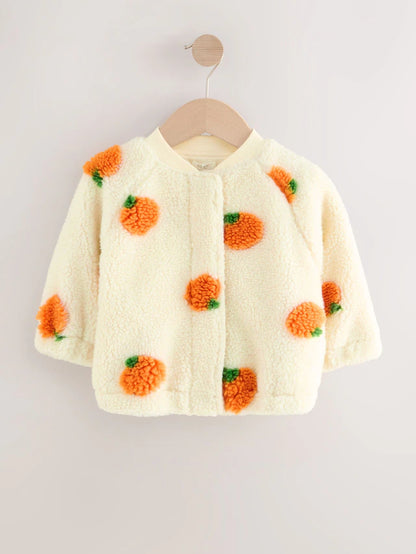 |Girl| Jaqueta Bomber De Fleece Borg Da Cream Pumpkin (3 meses a 8 anos)