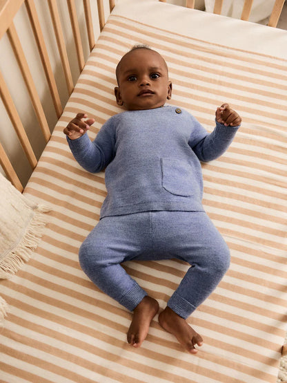 |BabyBoy| Conjunto De Suéter e Leggings De Tricô Azul Para Bebê (0 meses a 2 anos)