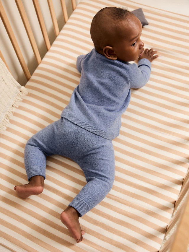 |BabyBoy| Conjunto De Suéter e Leggings De Tricô Azul Para Bebê (0 meses a 2 anos)