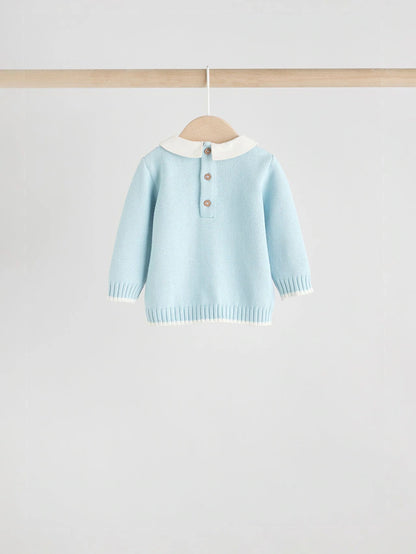 |BabyGirl| Conjunto De Suéter e Leggings De Malha Azul Para Bebê (0 meses a 3 anos)